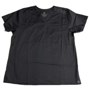 WonderWink‎ Mens Medium Scrub Top Charcoal Gray V Neck Medical Uniform NWOT